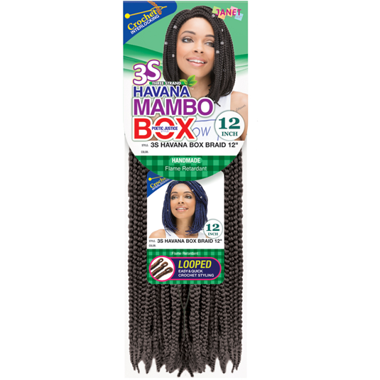 JANET COLLECTION 12" 3S Havana Mambo Box Braid (medium) 100% Kanekalon/Toyokalon