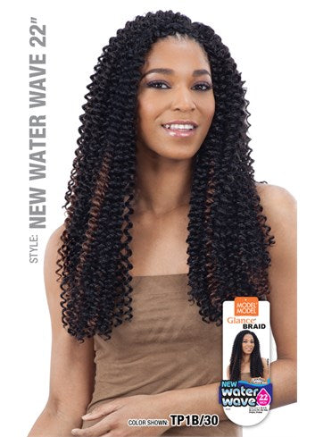 MODEL MODEL GLANCE SYNTHETIC HAIR CROCHET BRAIDS WATER WAVE 22"