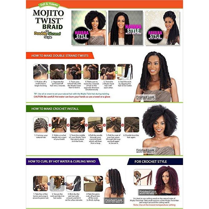 MODEL MODEL HAIR BRAIDS DOUBLE STRAND STYLE (CUBAN TWIST) MOJITO TWIST BRAID 16" & 24"