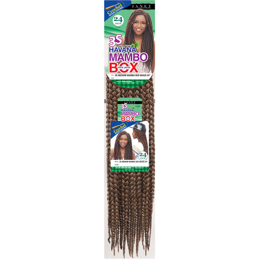 JANET COLLECTION 24" 3S Havana  Mambo Box Braid 100% Kanekalon/Toyokalon