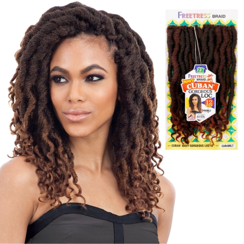 FREETRESS SYNTHETIC HAIR CROCHET BRAIDS 2X WAVY CUBAN GORGEOUS LOC 12" (GODDESS LOC)