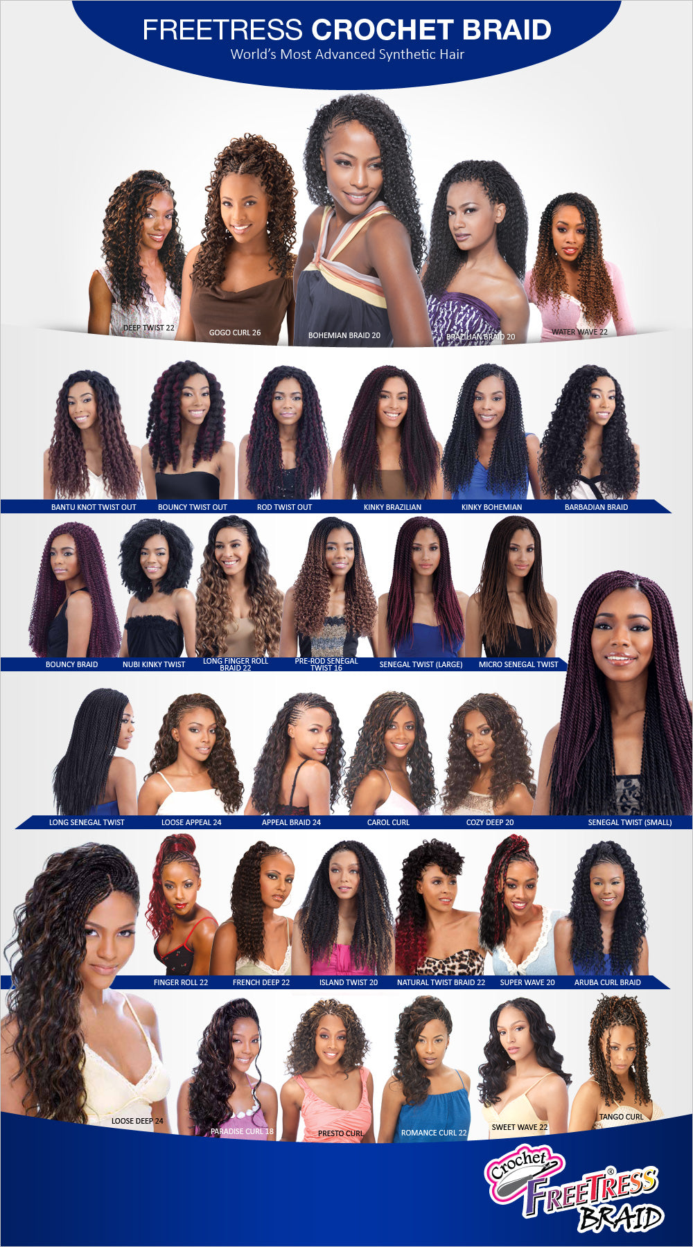 FREETRESS SYNTHETIC HAIR CROCHET BRAIDS WATER WAVE 22"