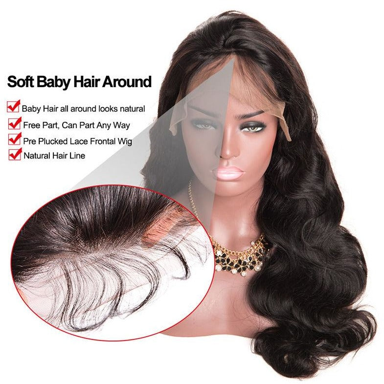 100% Human Hair Lace Front wigs ( Virgin hair) Body Wave - 10A Grade