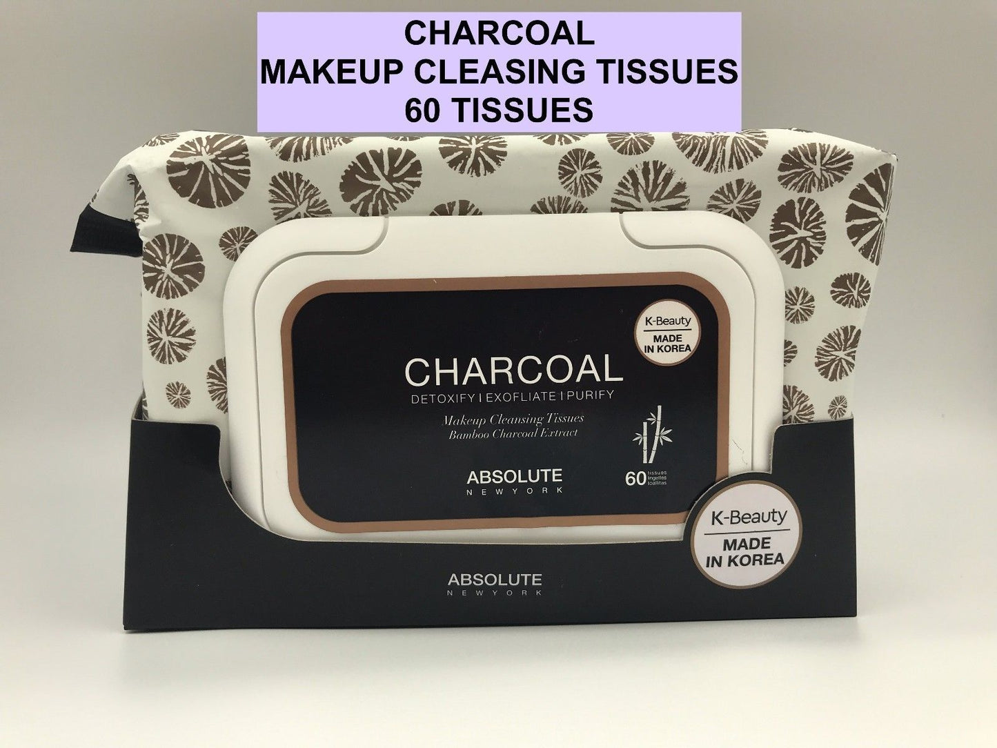 ABSOLUTE NEW YORK K-BEAUTY CHARCOAL MAKEUP CLEANSING TISSUES ACS01