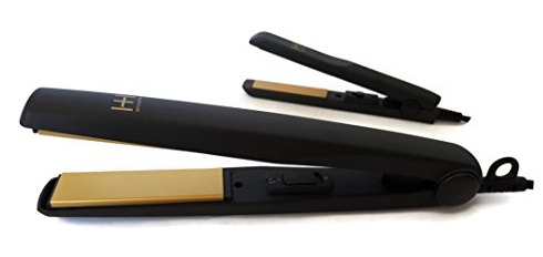 Hot N Hotter Gold Ceramic Hair Flat Iron 1" & 1/2" 2 In 1 Value Pack